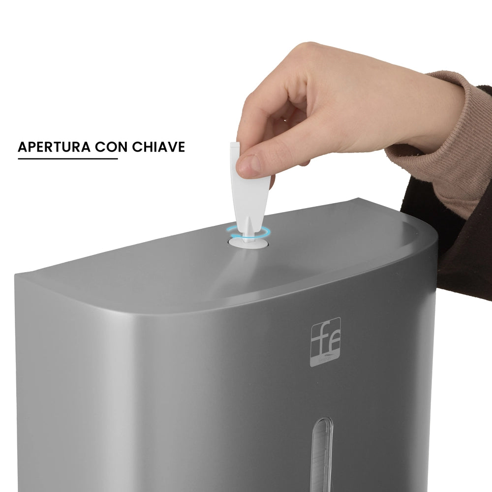 Distributore di salviette max 200 pz per carta piegata in ABS grigio