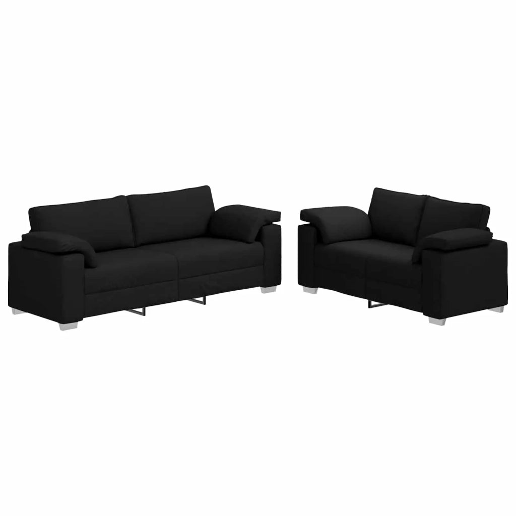 Divano 2 pcs Nero 219 x 80 x 82 cm Tessuto 3324742