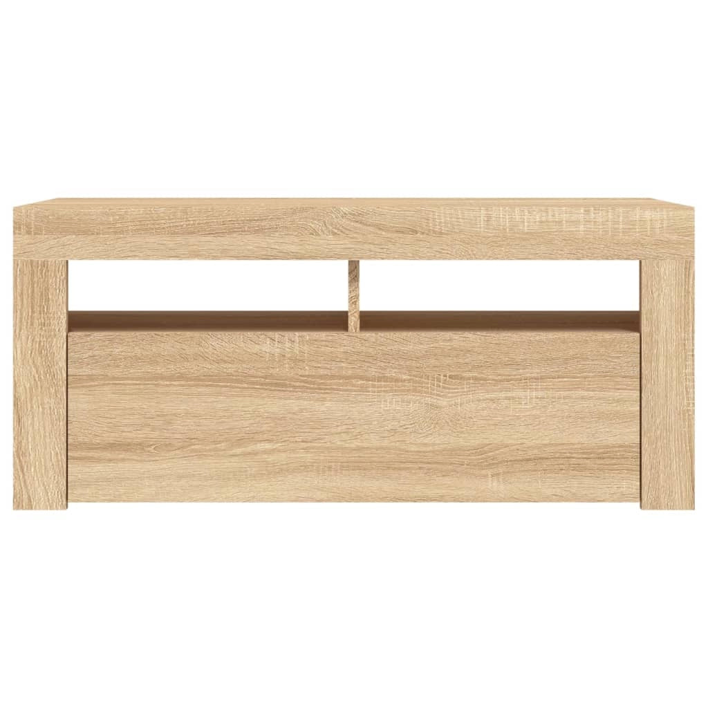 Mobile TV multimediale mensola TV credenza mobile TV per sala da pranzo soggiorno camera da letto con luci LED rovere Sonoma 90 x 35 x 40 cm marrone 02_0026791