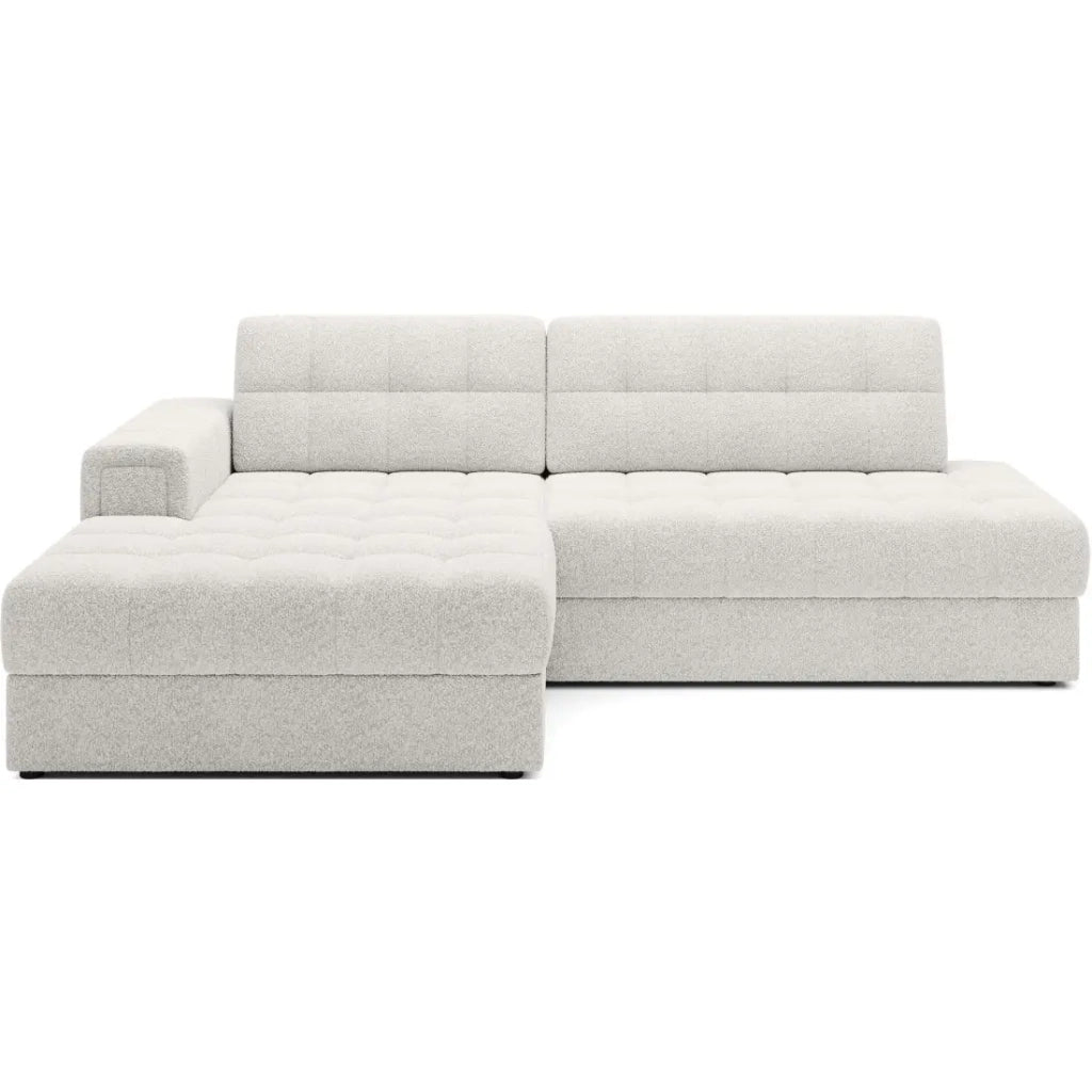 Divano angolare convertibile CUBITO bianco bouclé 240 cm con contenitore e letto