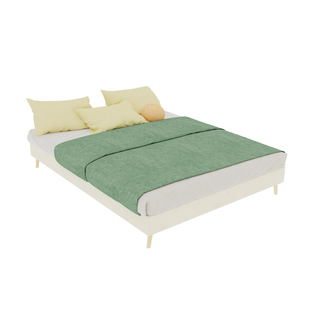 LETTO 140x200 cm Beige in tessuto e metallo con testiera alta