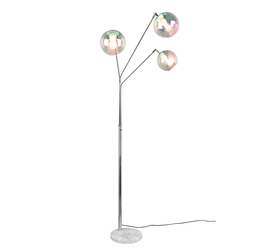 Piantana 3 diffusori, metallo e vetro, cromo, H200 cm, Paxton