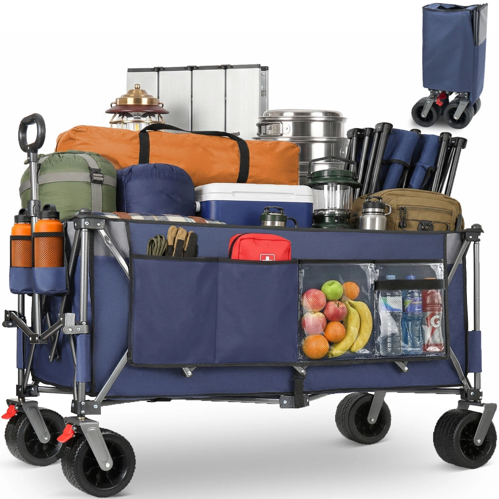 Carrello pieghevole extra capiente 120x57,5x44 cm, portata 250 kg, blu grigio