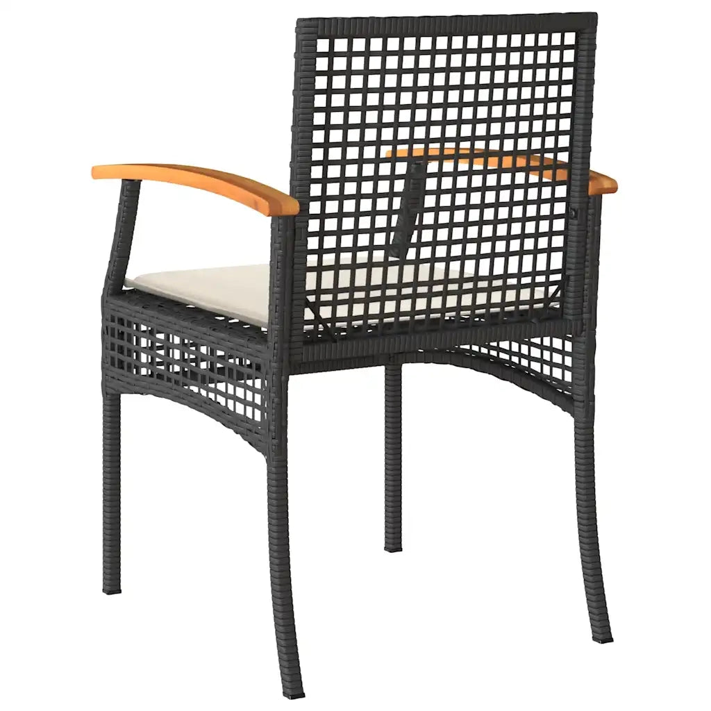 Sedie da Giardino con Cuscini 2 pz Nere in Polyrattan e Acacia 366247