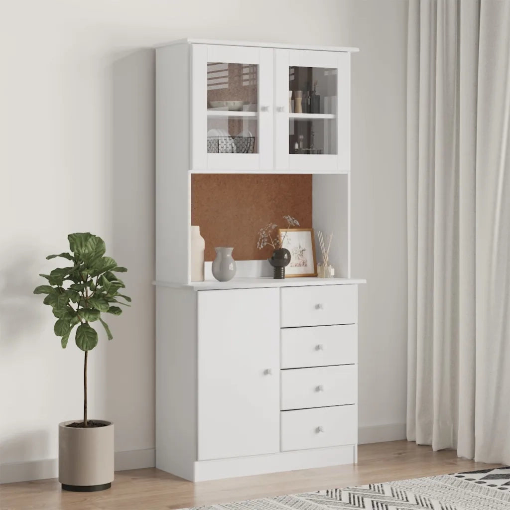 Credenza ALTA Bianca 77x35x165 cm in Legno Massello di Pino 3187772