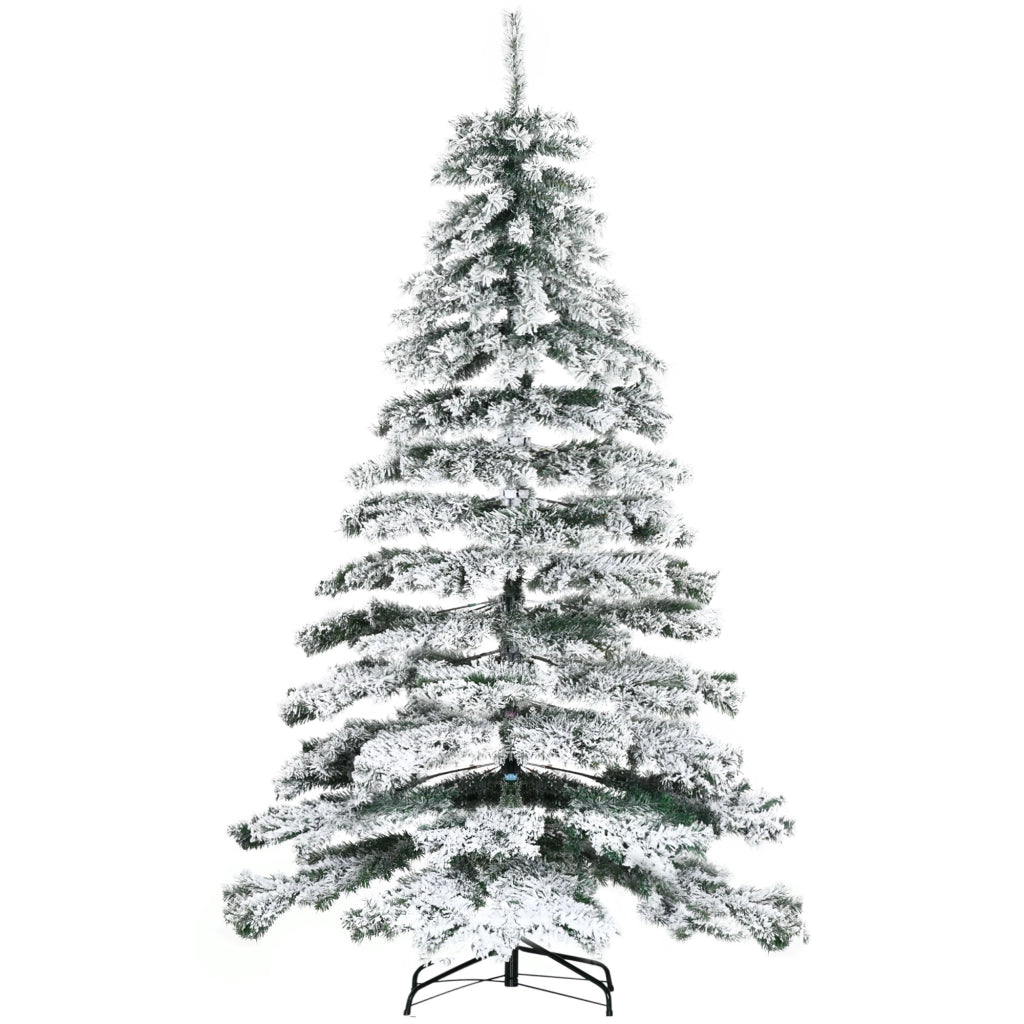 Albero di Natale Artificiale 225 cm ¨C Zephmum ¨C Verde e Bianco con Supporto in Metallo
