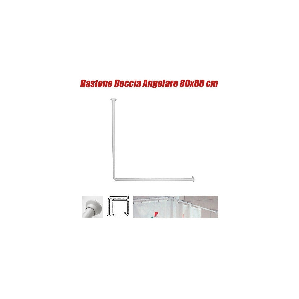 Trade Shop - Telaio Tenda Tende Bastone Asta Doccia E Vasca Da Bagno Colore Bianco 80 X 80 Cm -
