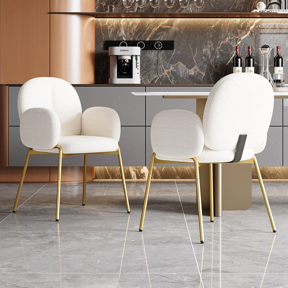 Sedia da pranzo lounge - Xylo - 55x64,5x88 cm - Beige - Piedi dorati