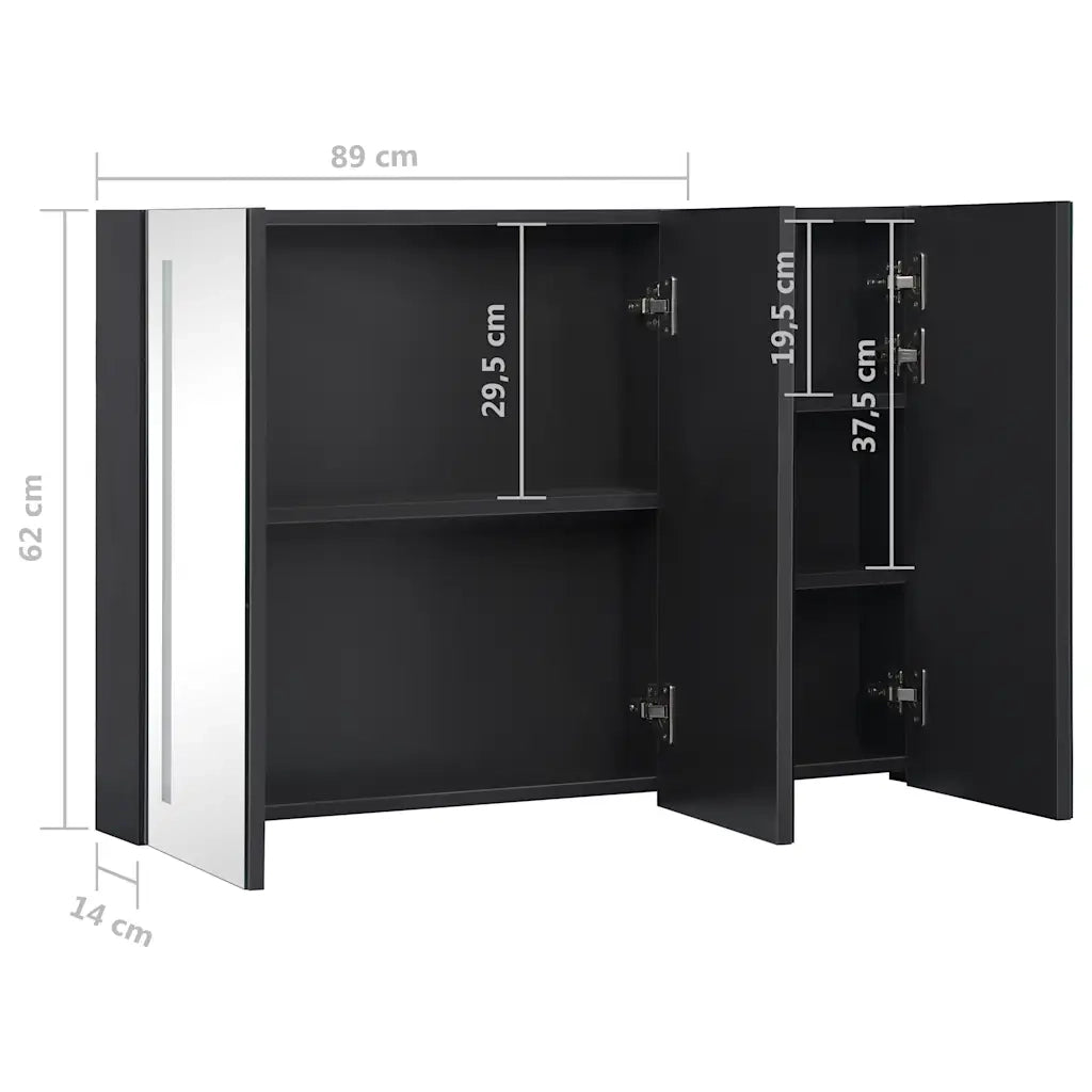 Armadietto Bagno con Specchio e LED 89x14x62 cm 325544