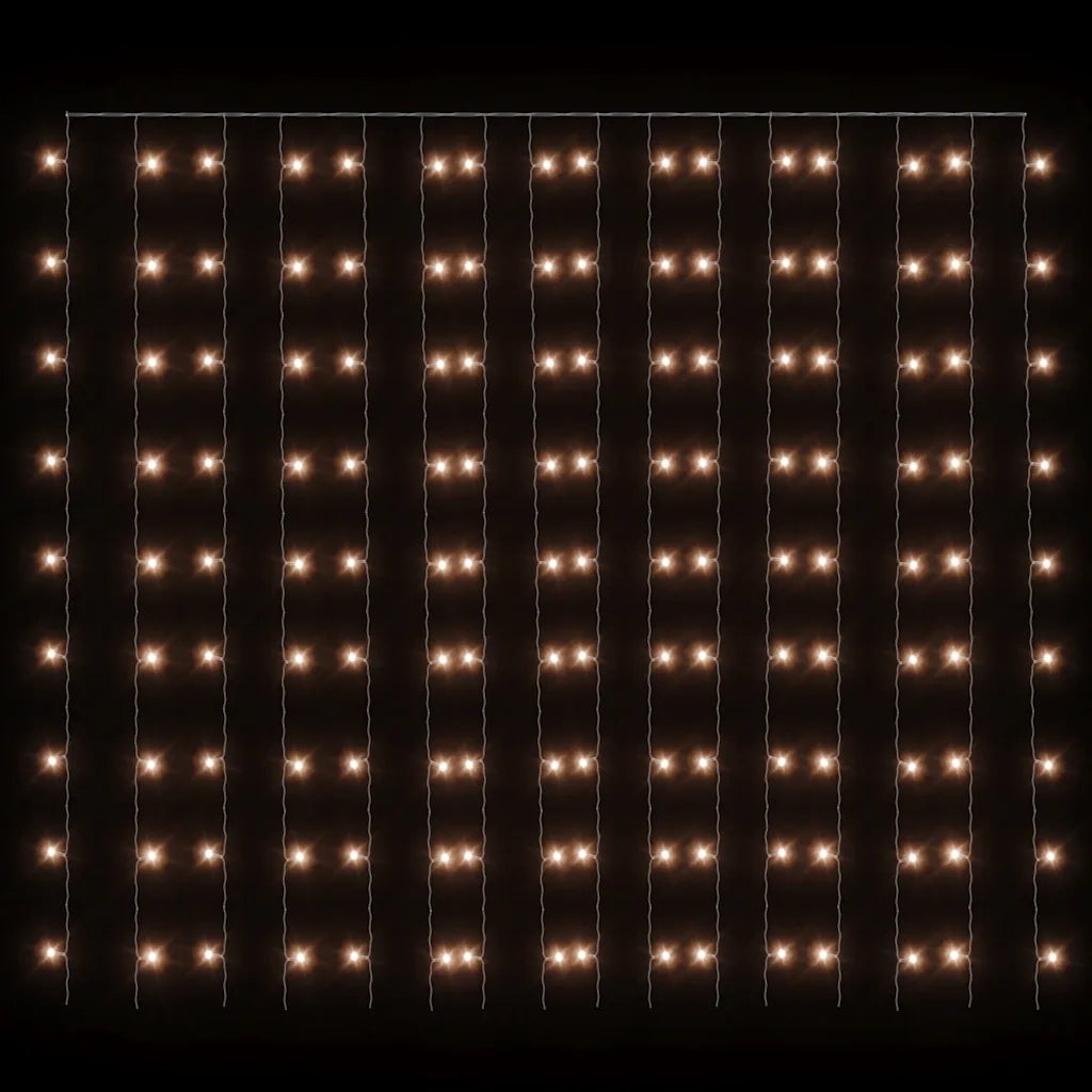 Tenda Luci a Ghiaccioli 3x3m 300 LED Bianco Caldo 8 Funzioni 328925