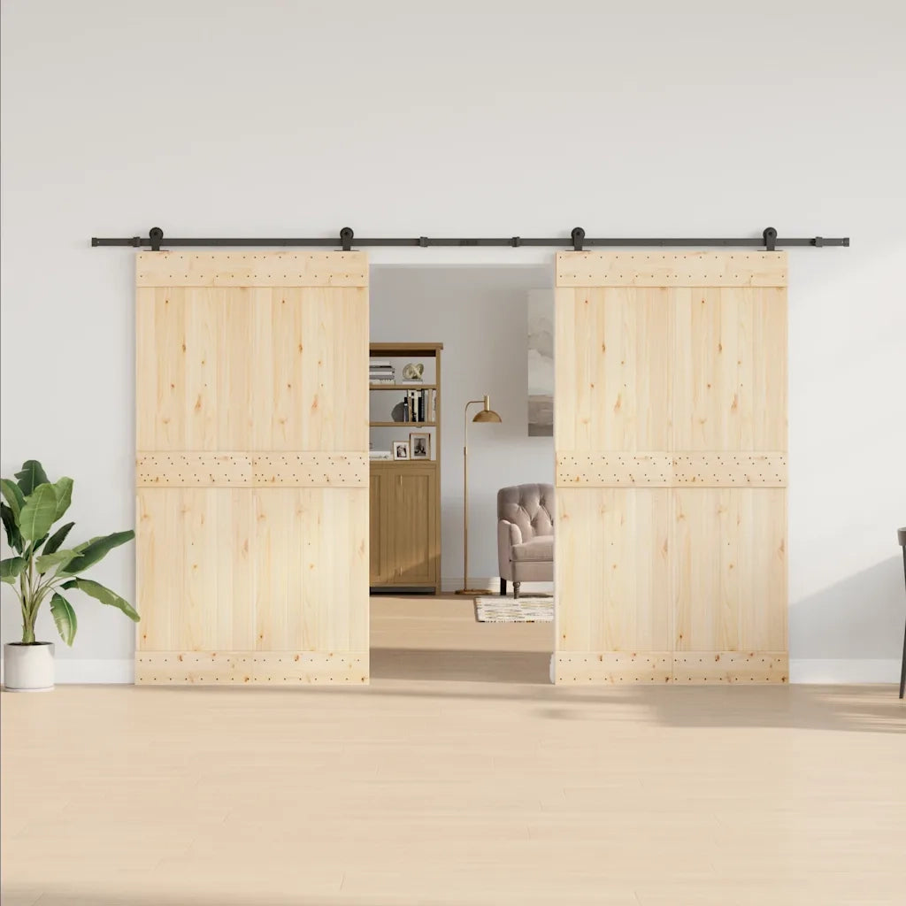 Kit di Binari per Porte Scorrevoli 366 cm Acciaio Nero CFW2068920