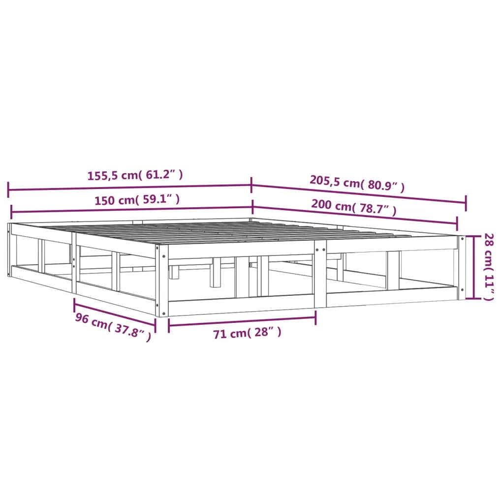 Giroletto-Struttura Letto Ambra 150x200 cm King in Legno Massello