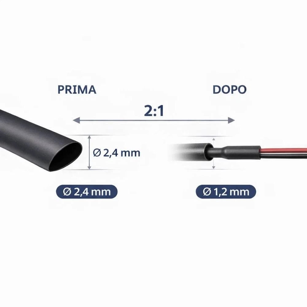 Raytech rgpo-b guaina termorestringente nera 1,2 m poliolefina reticolata *** diametro 2,4 millimetri, confezione 1