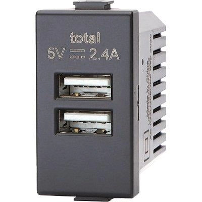 PRESA USB ABM - NERO 2 PRESE USB VOLT 5 A 2.4- 8 pezzi