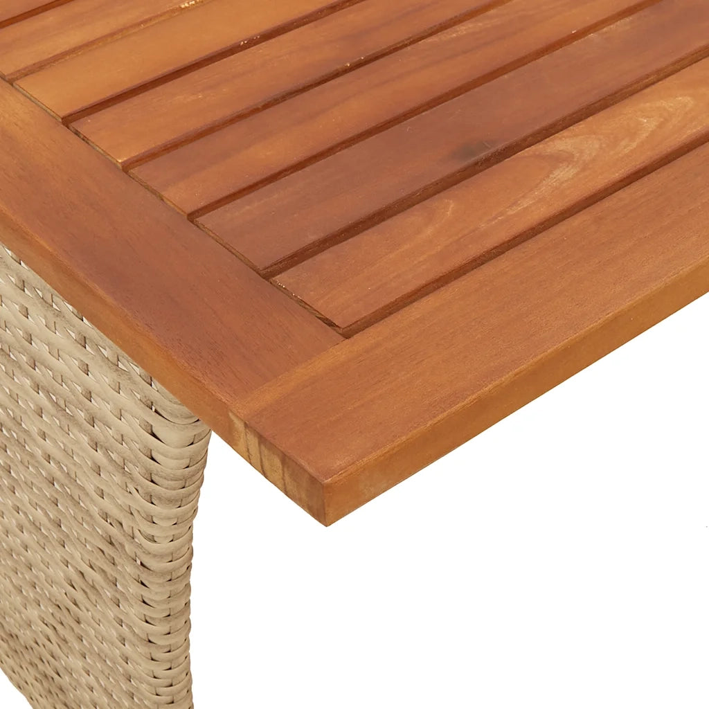 vidaXL Tavolo Giardino Piano Legno Acacia Beige 105x75x72cm Polyrattan