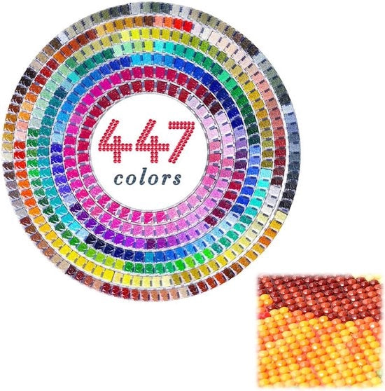 Diamanti in rilievo per la pittura a diamanti DIY - 89400 pezzi di diamanti rotondi - arte del nail - decorativi - 447 colori