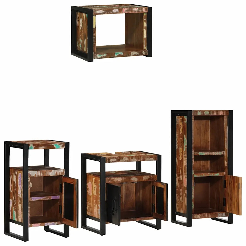 Set di mobili per il bagno 4 pcs Legno Recuperato Massello