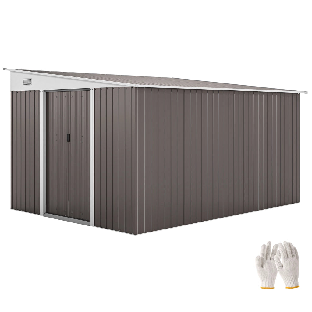 Casetta Giardino in Metallo con Doppia Porta ¨C zephmum ¨C Grigio 280x345x201cm