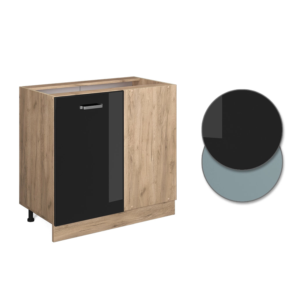 Vicco Mobile ad angolo cucina Nero lucido 86 cm senza piano di lavoro