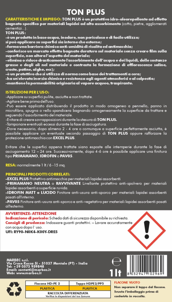 Protettivo effetto bagnato per pietre e cotto TON PLUS   1LTx6Pz