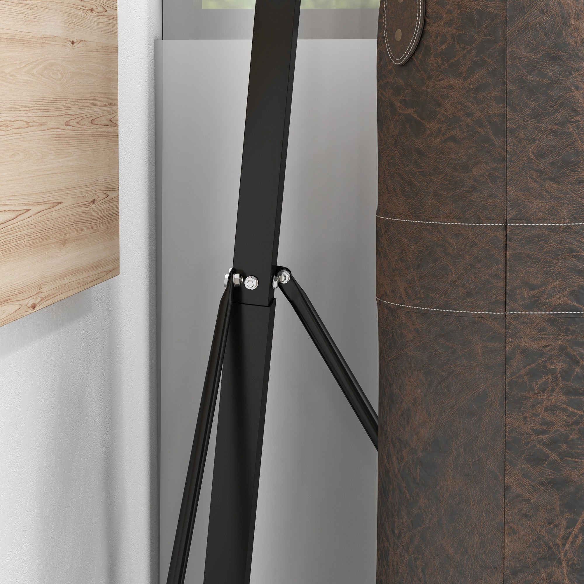 Supporto Sacco da Boxe Autoportante 170x90x182-225 cm in Acciaio Nero