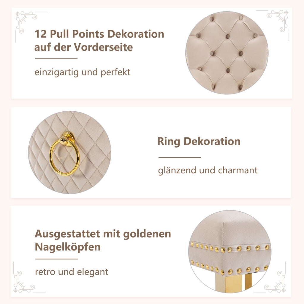 SEDIA da pranzo imbottita 50,5x45x95 cm in velluto beige Set 2 pezzi