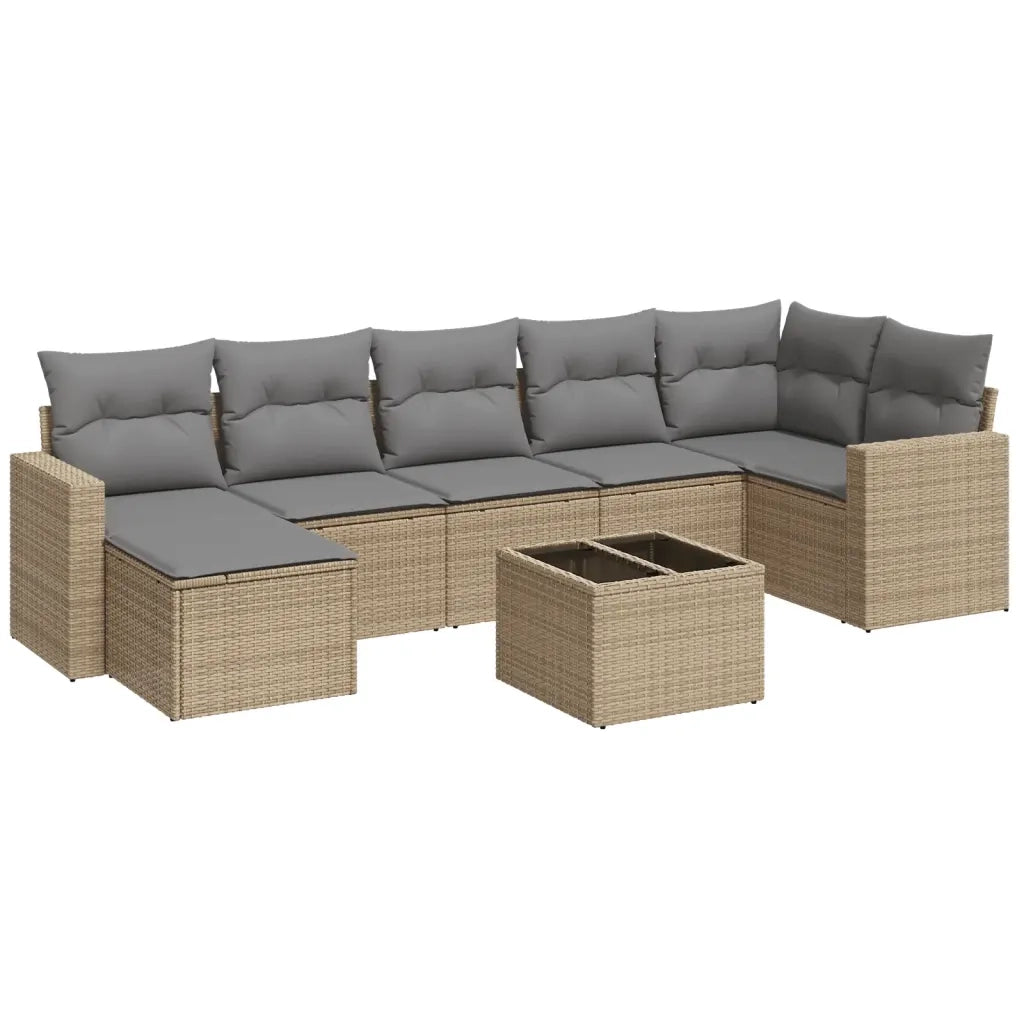 Set Divano da Giardino 8 pz con Cuscini Beige in Polyrattancod mxl 87966