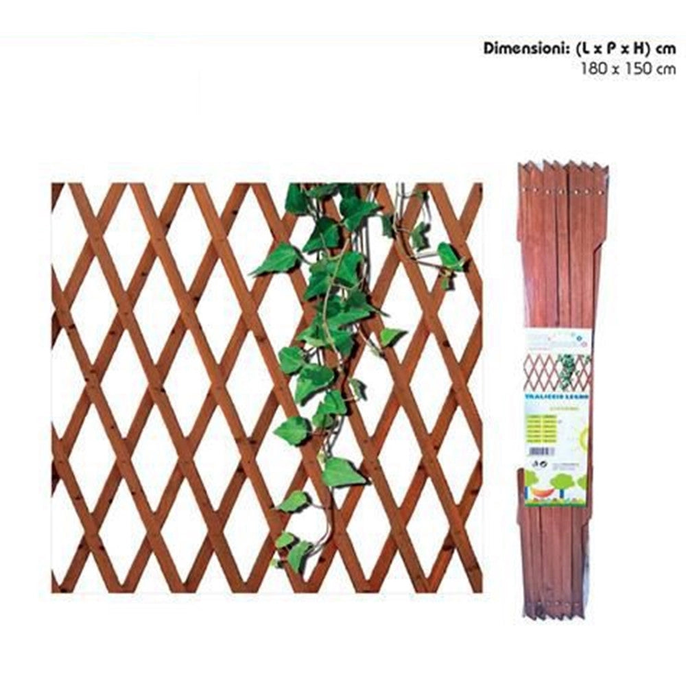 Trade Shop - Traliccio Rete Estensibile Legno Scuro Per Parete Giardino Piante 180x150cm Grn52 012021a -