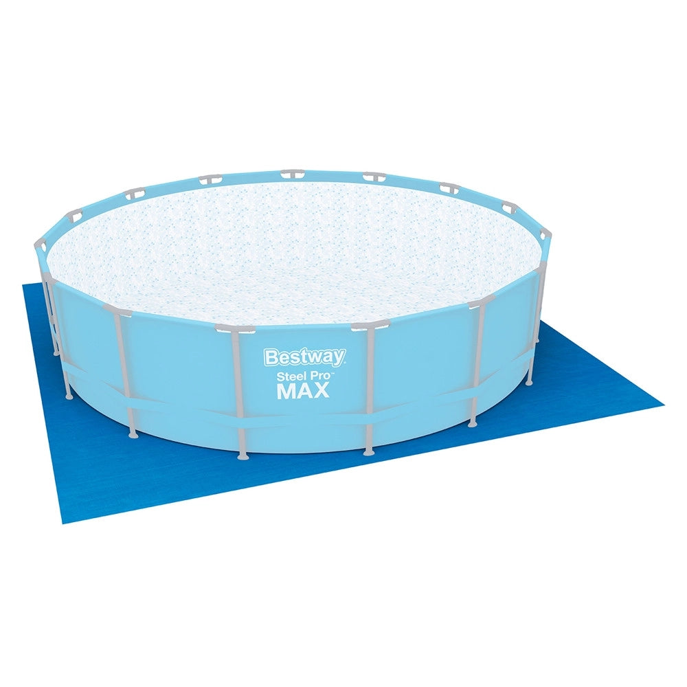 Trade Shop - Tappetino Telo Di Protezione Per Base Fondo Piscina In Pe 488 X 488 Cm Blu Quadrato 58003 -