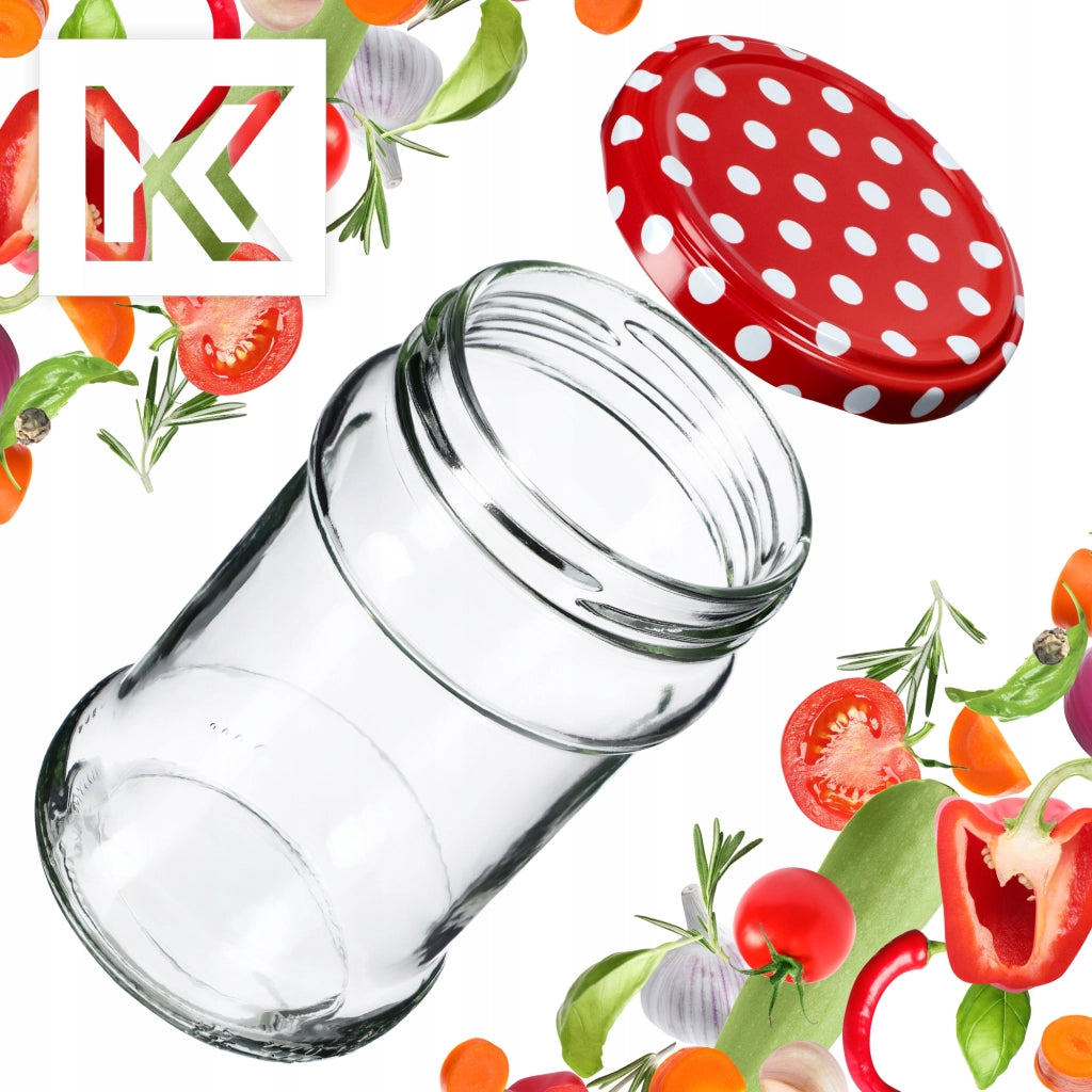 Barattoli per conserve KADAX Seno 315ml 10 pezzi 66mm + coperchi "Piselli rossi"