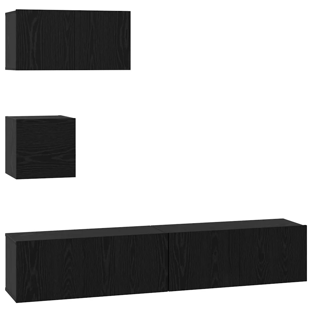 vidaXL Set mobile TV 4 pcs Rovere nero 80 x 30 x 30 cm