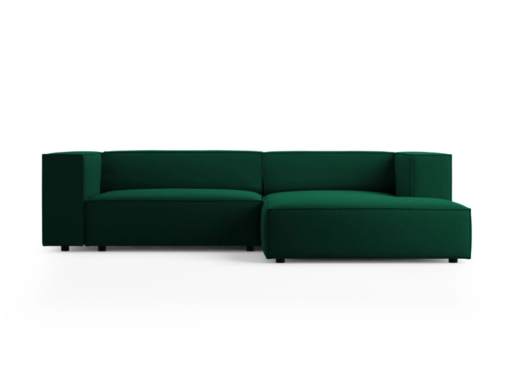 Cosmopolitan Design - Divano angolare destro "Arendal" 3 posti in velluto verde bottiglia 