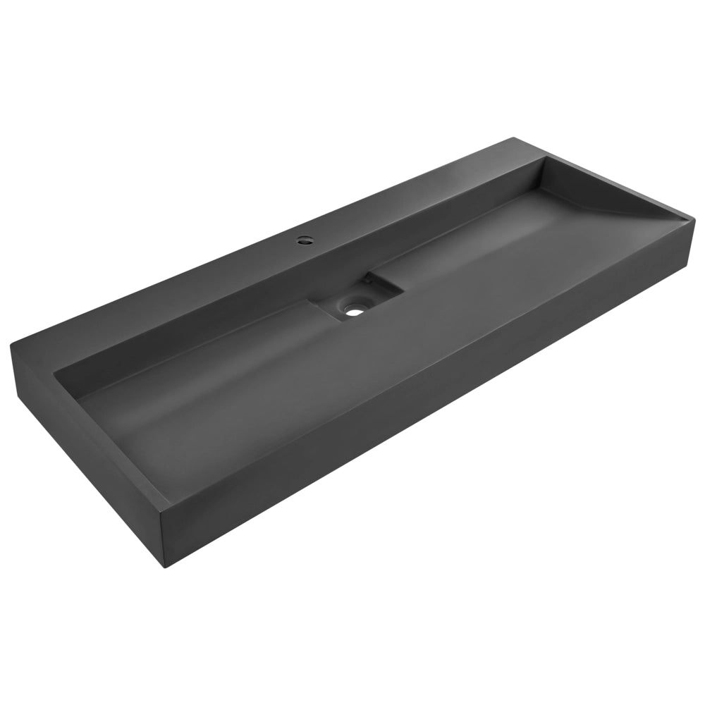 Lavabo bagno classico rettangolare in ceramica finitura lucida 120 x 46 cm nero Lavello da bagno rettangolare