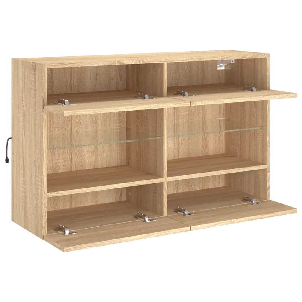 Mobile TV a Parete con Luci LED Rovere Sonoma 98,5x30x60,5 cm 837108