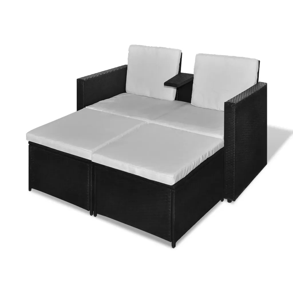 Set Divani da Giardino 4 pz con Cuscini-Sofa da giardino in Polyrattan Nero 285476