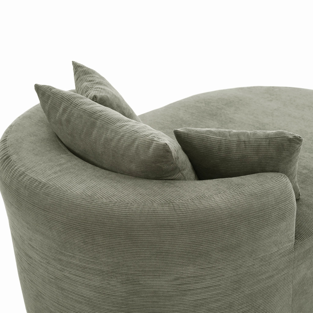 Poltrona relax ovale in corduroy con seduta profonda e forma avvolgente; verde