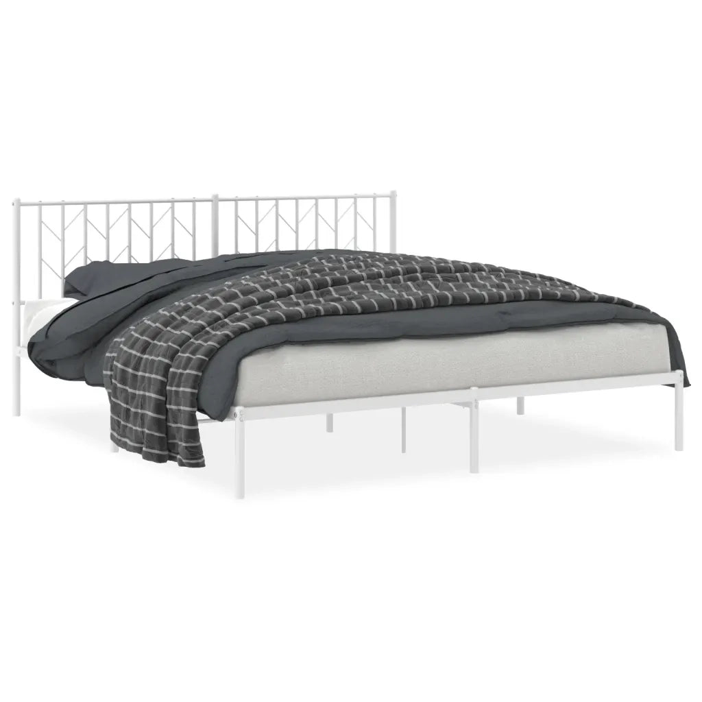 Giroletto con Testiera-Struttura Letto con testiera Metallo Bianco 183x213 cm 311124