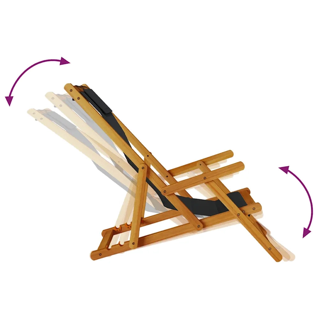 Sedia da Giardino | Sedia da Spiaggia Pieghevole Braccioli Legno Acacia&Textilene