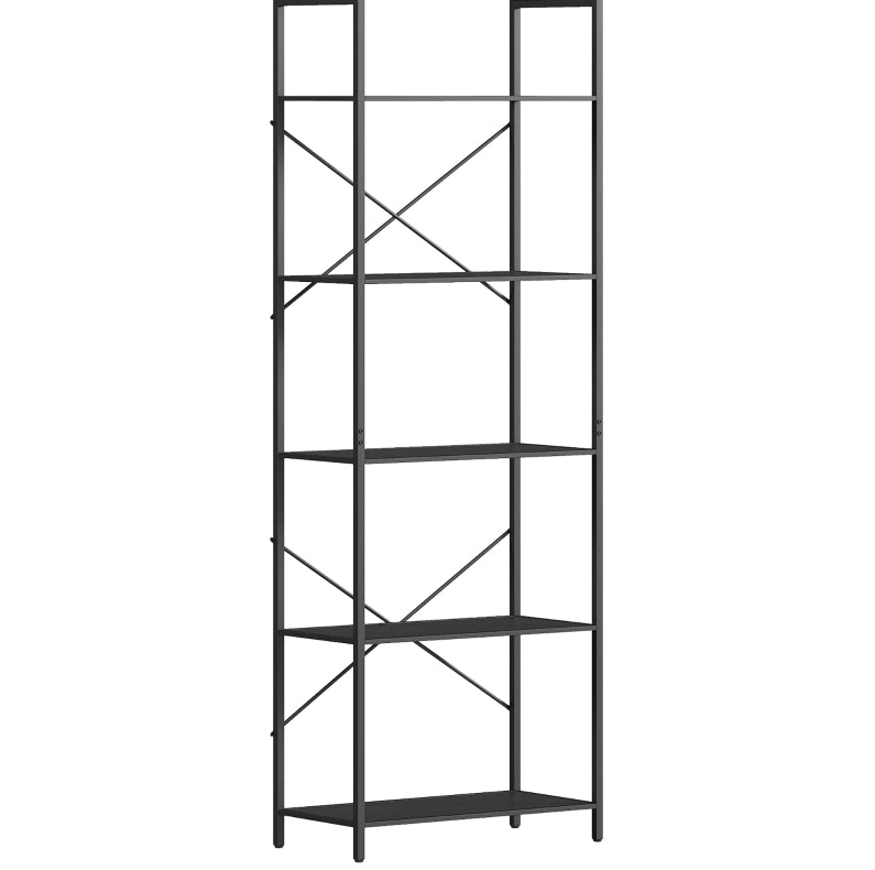 Libreria a 5 ripiani in metallo nero 60x30x170,5 cm