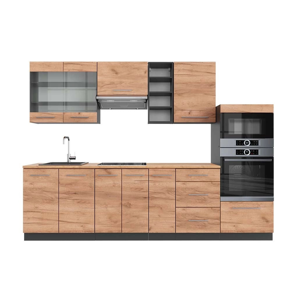 Cucina componibile Fame-Line Rovere dorato/Antracite 280 cm, PL Rovere Vicco