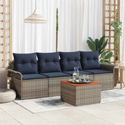 Set Divano da Giardino con cuscino 5 pcs Grigio polyrattan