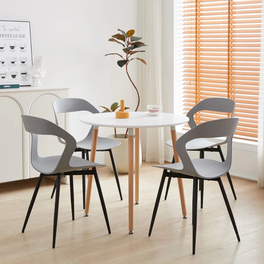 GrandCA HOME Set di 4 Sedie da Pranzo o Sedia da Ufficio con Gambe in Metallo, Sedie da Cucina per Soggiorno, Sala da Pranzo, Sala Riunioni, Grigio+Nero