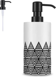 Bottiglia di Dispensazione per Bagnoschiuma - Contenitore di Rifornimento per Contenitore di Bagnoschiuma - Dispensatore Decorativo per Bagnoschiuma in Resina - 430ml/14.5oz Bianco+Nero