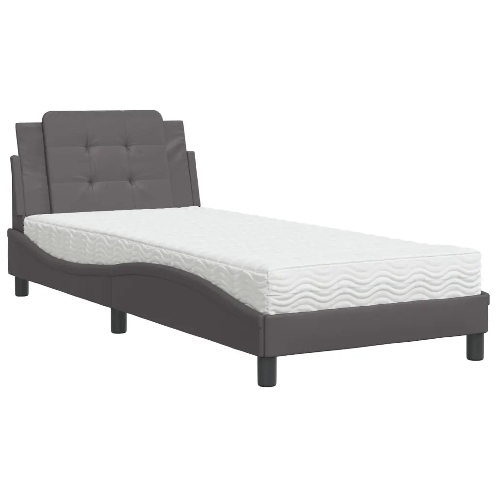 Letto singolo | Letto per adulti | Giroletto senza Materasso Zadar Grigio 100x200 cm in Similpelle