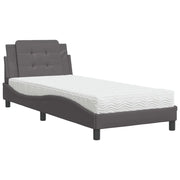 Letto singolo | Letto per adulti | Giroletto senza Materasso Zadar Grigio 100x200 cm in Similpelle