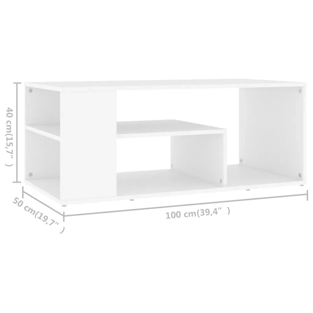 Tavolino da Salotto Bianco 100x50x40 cm in Legno Multistrato 806921