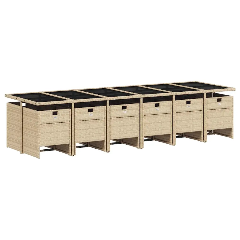 Set Pranzo da Giardino 13 pz con Cuscini Beige Misto Polyrattancod mxl 111191