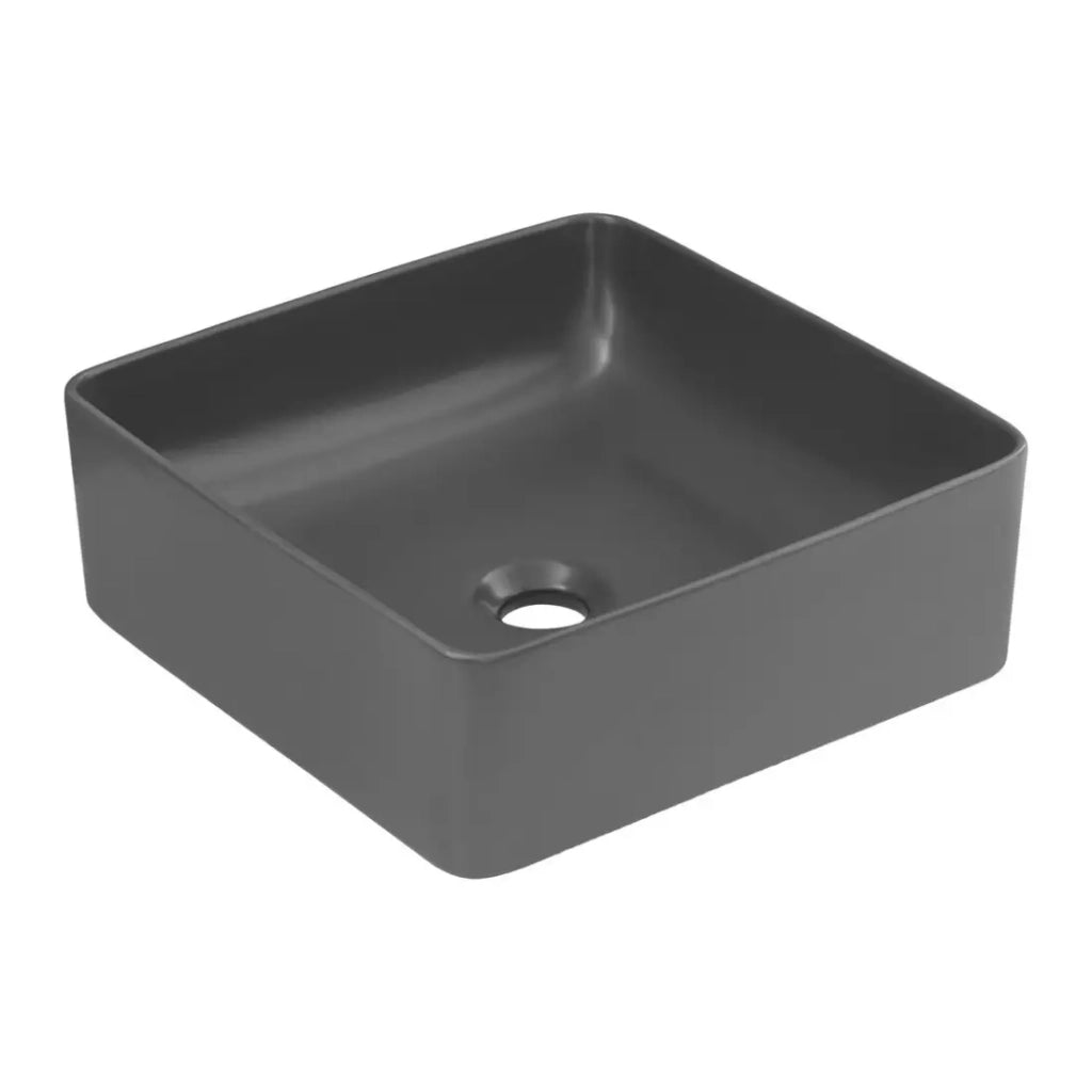 Lavabo da appoggio quadrato 37x37 cm in ceramica grigio opaco