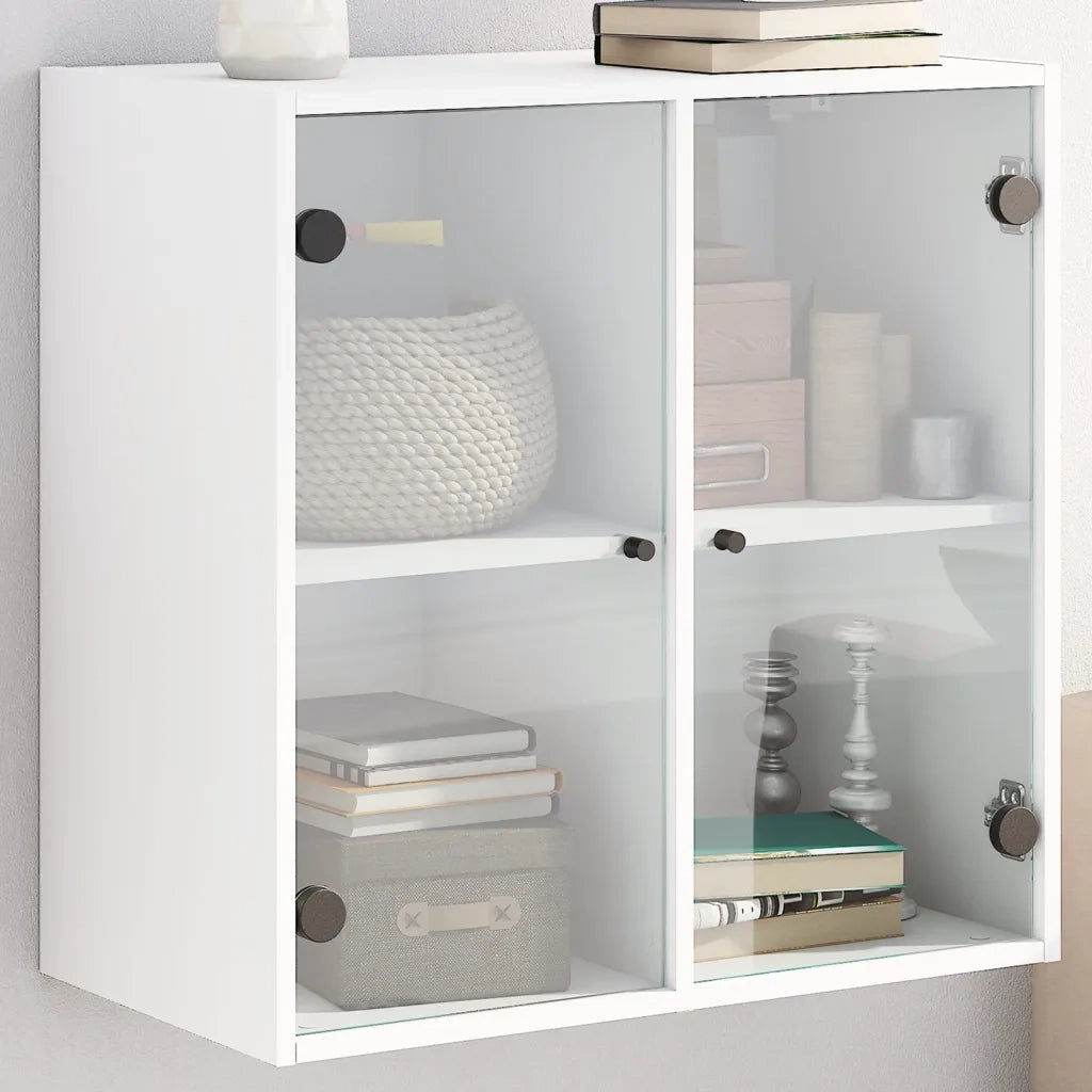 Mobile a Muro con Ante in Vetro Bianco 68x37x68,5 cm 836490