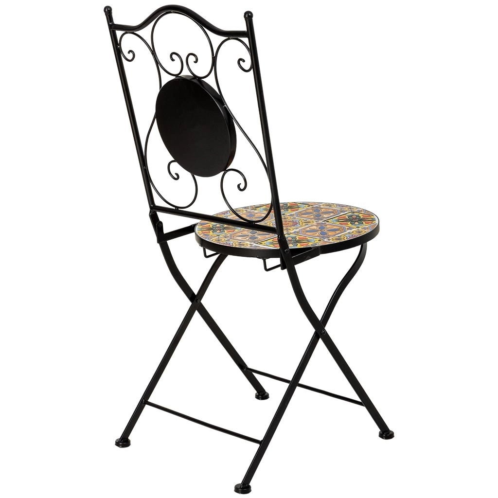 Set tavolo e 2 sedie in metallo, 60x60x75h cm, 38x46x90h cm